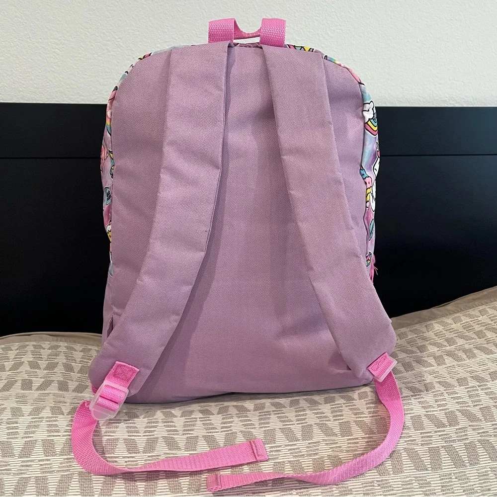 Maverickny Purple Unicorn Backpack School Bag 2 Pockets Adjustable Straps